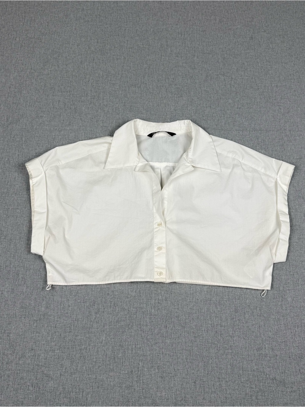 Zara‎ White Cropped Button Down Shirt Boxy Cotton Minimalist Top L